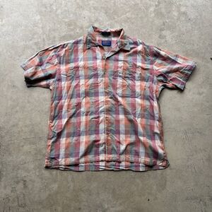 Pendleton Short Sleeve Plaid Madras Button Down L y2k